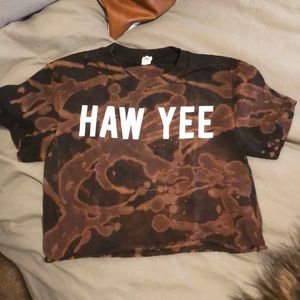 Bleach dyed “Haw Yee” crop top